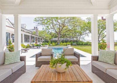 Stately grounds from view of cabana and pool deck addition.