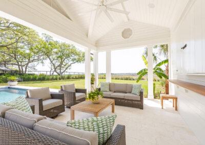 Pool Cabana addition with river and bridge view.